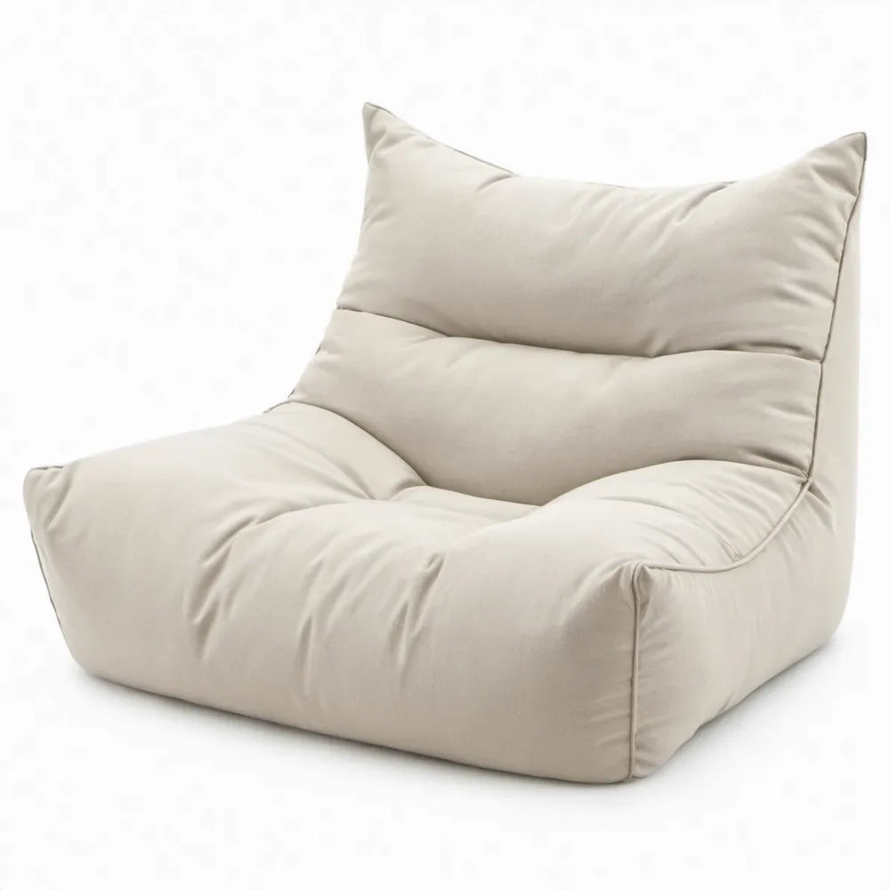 Lichtbeige loungezitzak van polyester met EPS-vulling, 90 x 100 x 90 cm