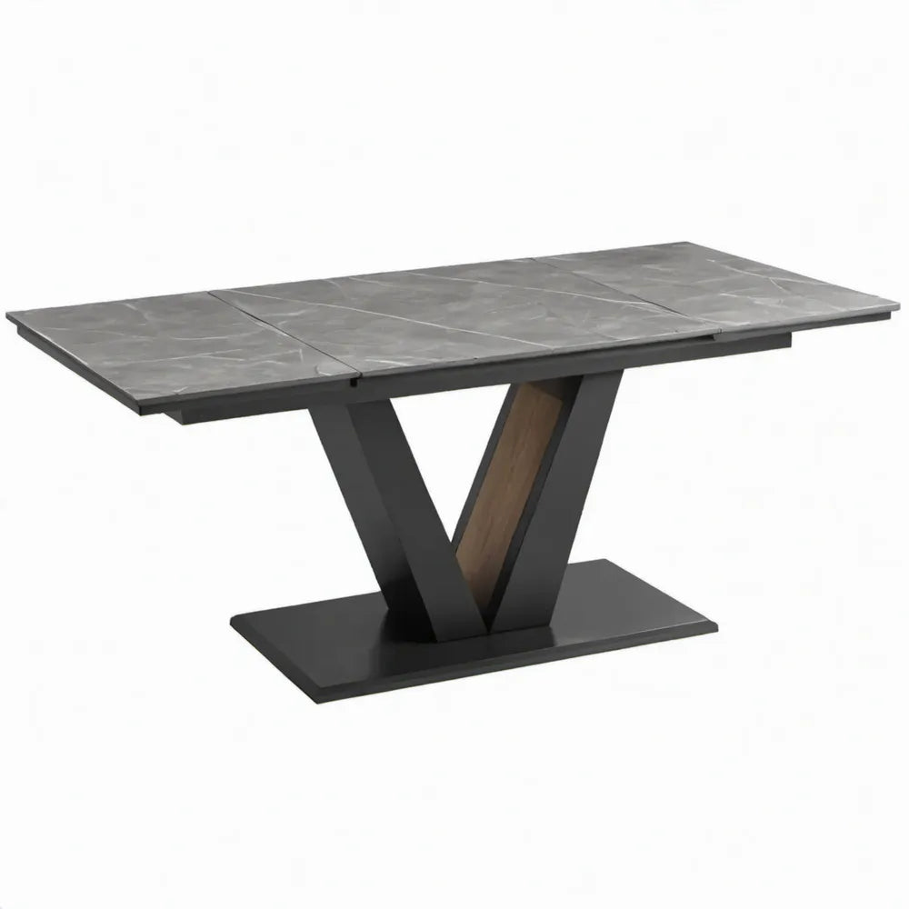 Uitschuifbare eettafel 160-200 x 90 x 76 cm – Grijs/Zwart/Bruin