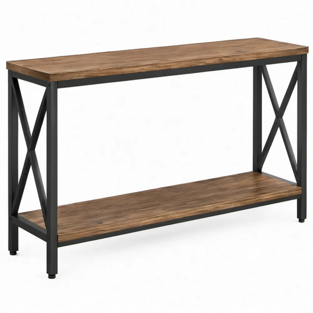 Bartafel met onderplank 120 x 40 x 90 cm Bruin/Zwart MDF en Staal