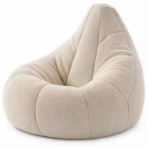 Druppelvormige fauteuil van bouclé polyester 90 x 90 x 100 cm - Crème