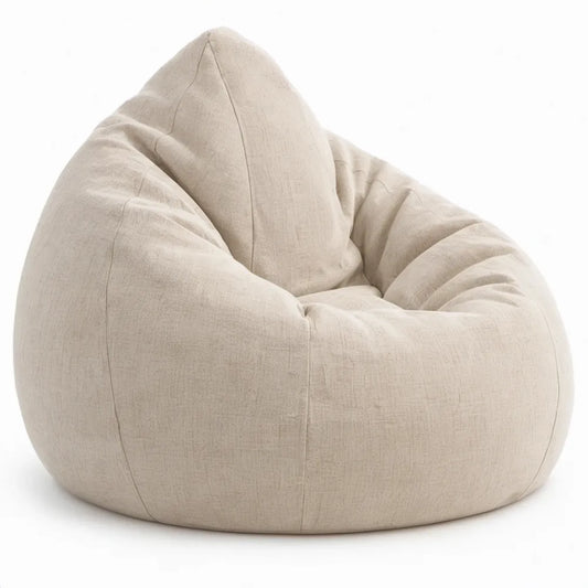 Peervormige zitzakfauteuil 90 x 90 x 100 cm Beige met polyester hoes en EPS-vulling