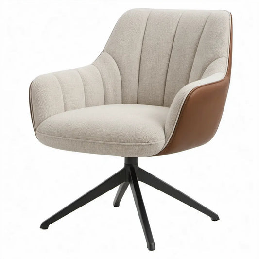 Draaibare stoel met armleuningen 60 x 62 x 85 cm – Crème/Bruin/Zwart
