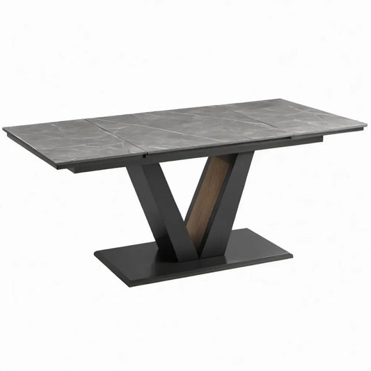 Uitschuifbare eettafel 160-200 x 90 x 76 cm – Grijs/Zwart/Bruin