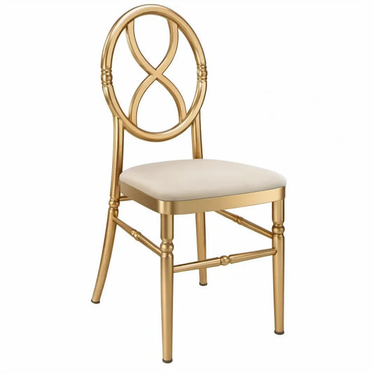 Goudkleurige stoel met crèmekleurige PU-zitting, 45 x 52 x 93 cm