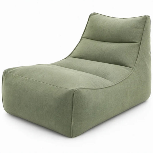 Olijfgroene zitzakstoel met rugleuning van polyester, 100 x 90 x 75 cm