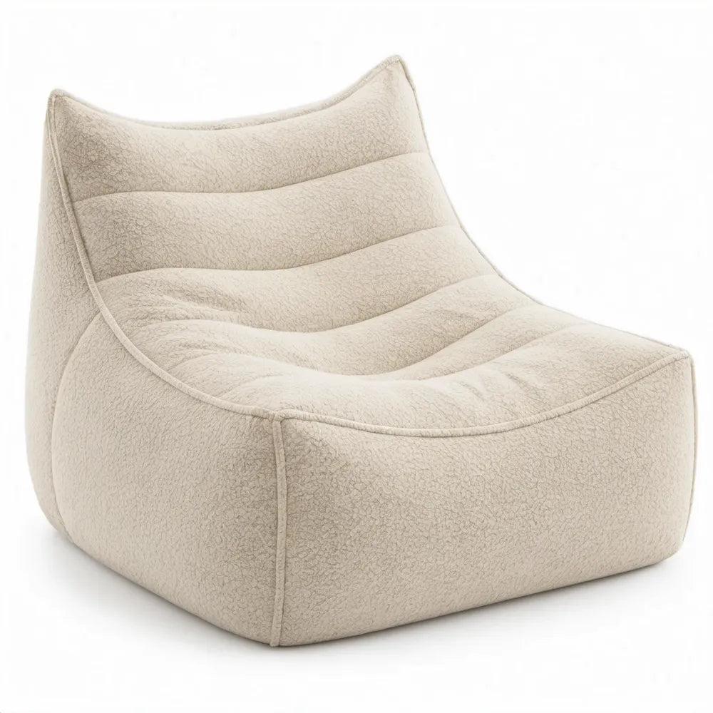 Zitzakstoel loungefauteuil 85 x 90 x 80 cm crème bouclé