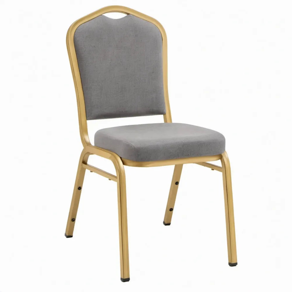 Grijze eetkamerstoel met goudkleurig stalen frame, 44 x 52 x 92 cm